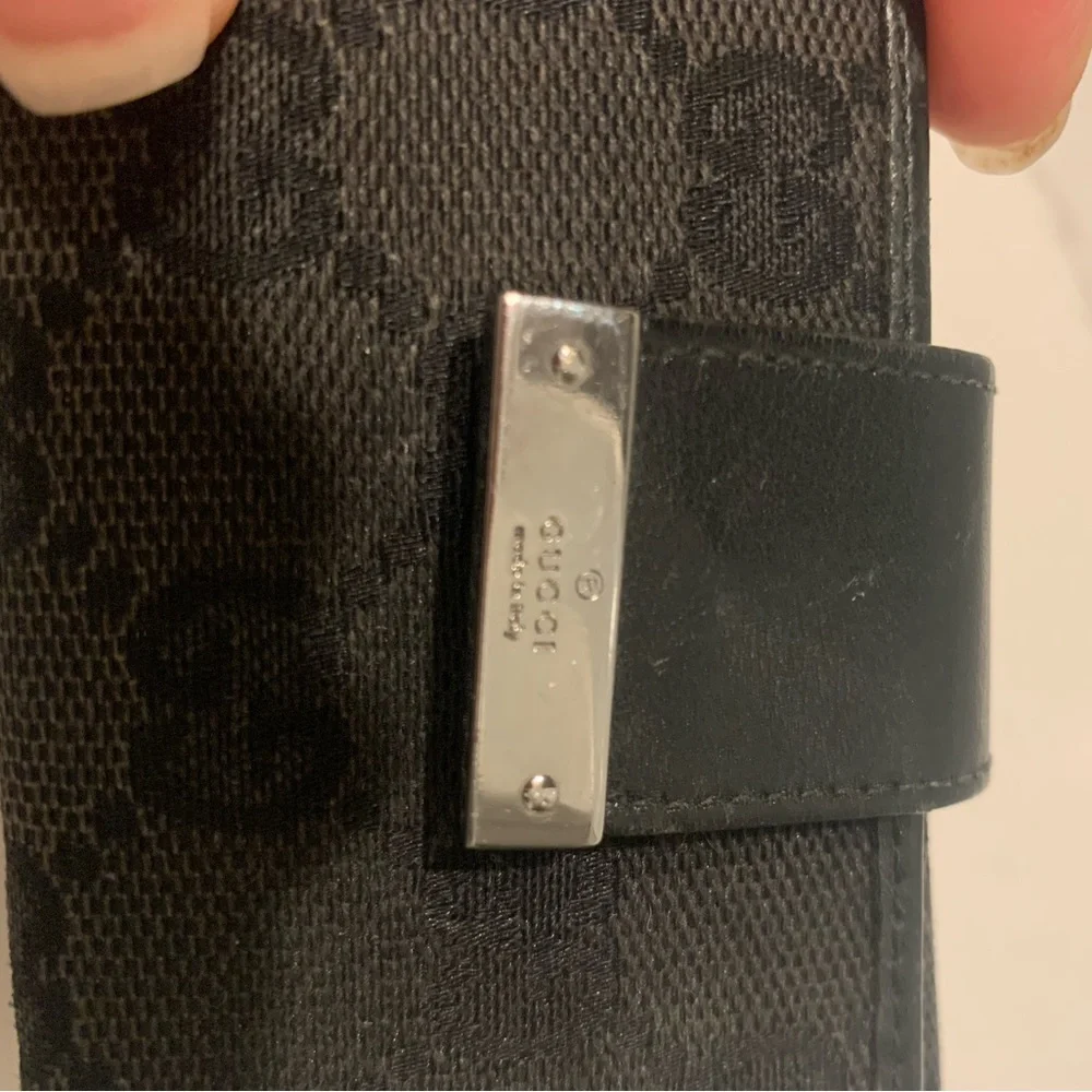 Vintage Gucci GG logo black Canvas and Leather Key Case Holder Wallet Organizer - Picture 12 of 12